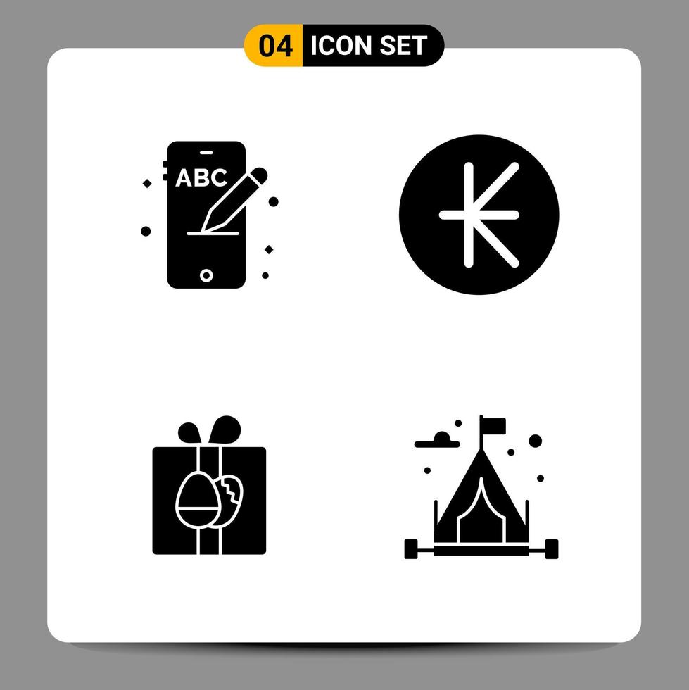 4 Black Icon Pack Glyph Symbols Signs for Responsive designs on white background 4 Icons Set Creative Black Icon vector background