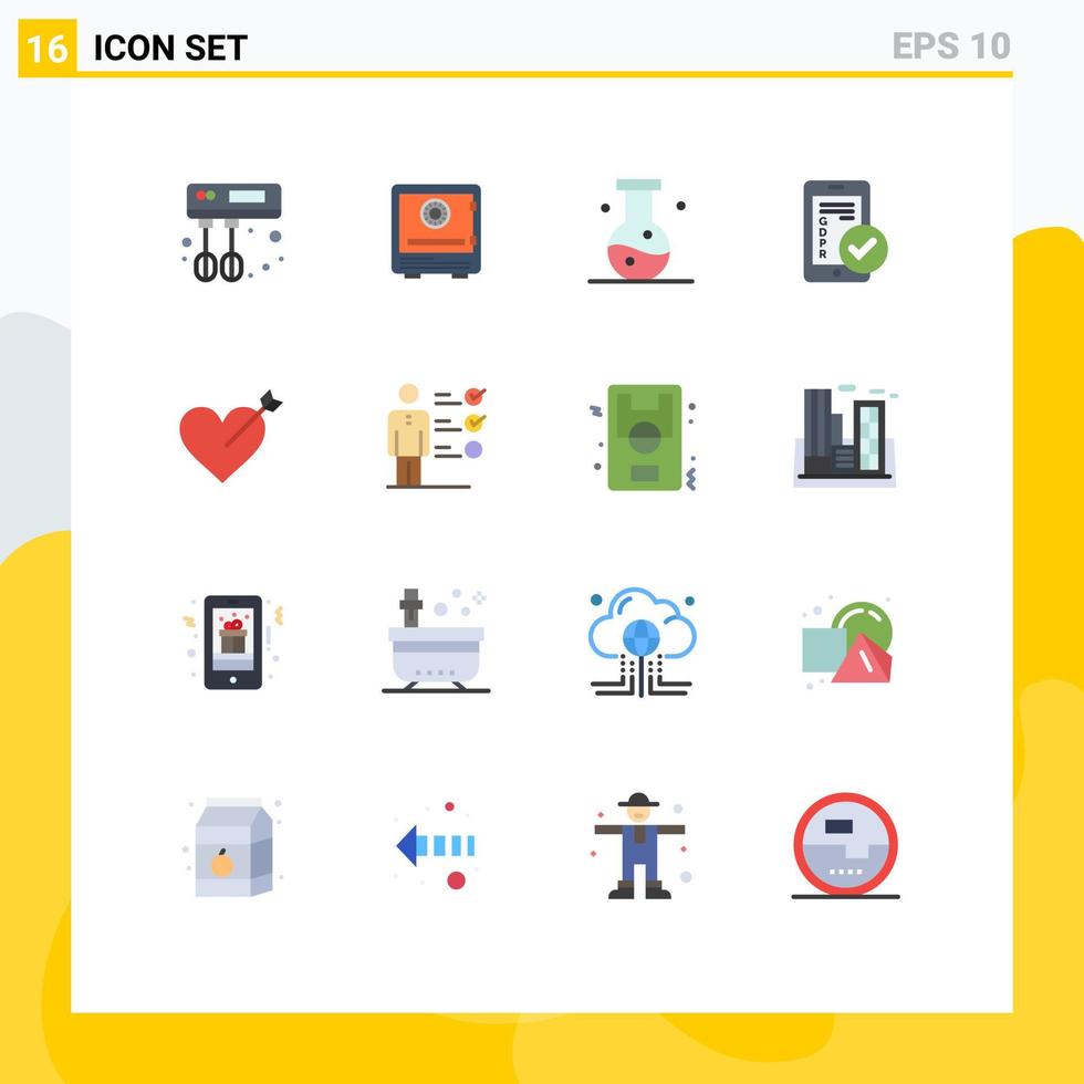 Set of 16 Modern UI Icons Symbols Signs for secure gdpr safety science compound Editable Pack of Creative Vector Design Elements