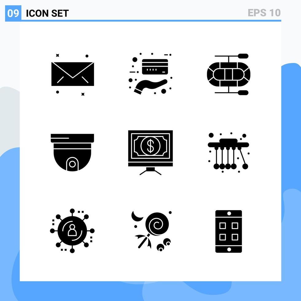 9 iconos de estilo sólido moderno símbolos de glifo para uso general signo de icono sólido creativo aislado sobre fondo blanco paquete de 9 iconos fondo de vector de icono negro creativo