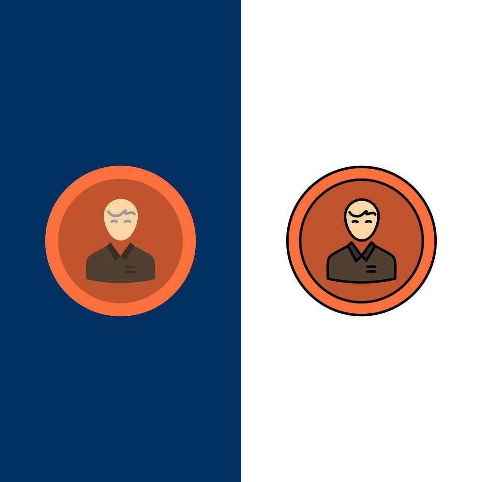 Avatar Business Human Man Person Profile User  Icons Flat and Line Filled Icon Set Vector Blue Background