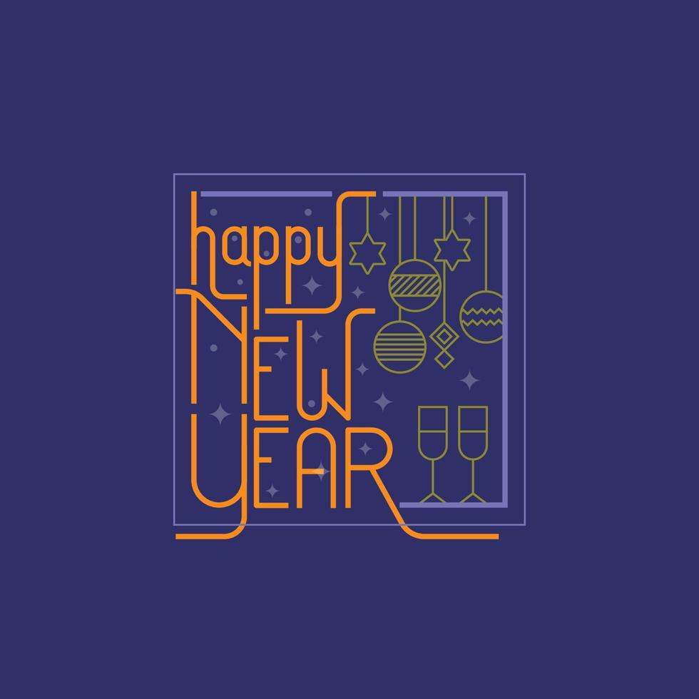 Happy new year text art work for social media post design template vector
