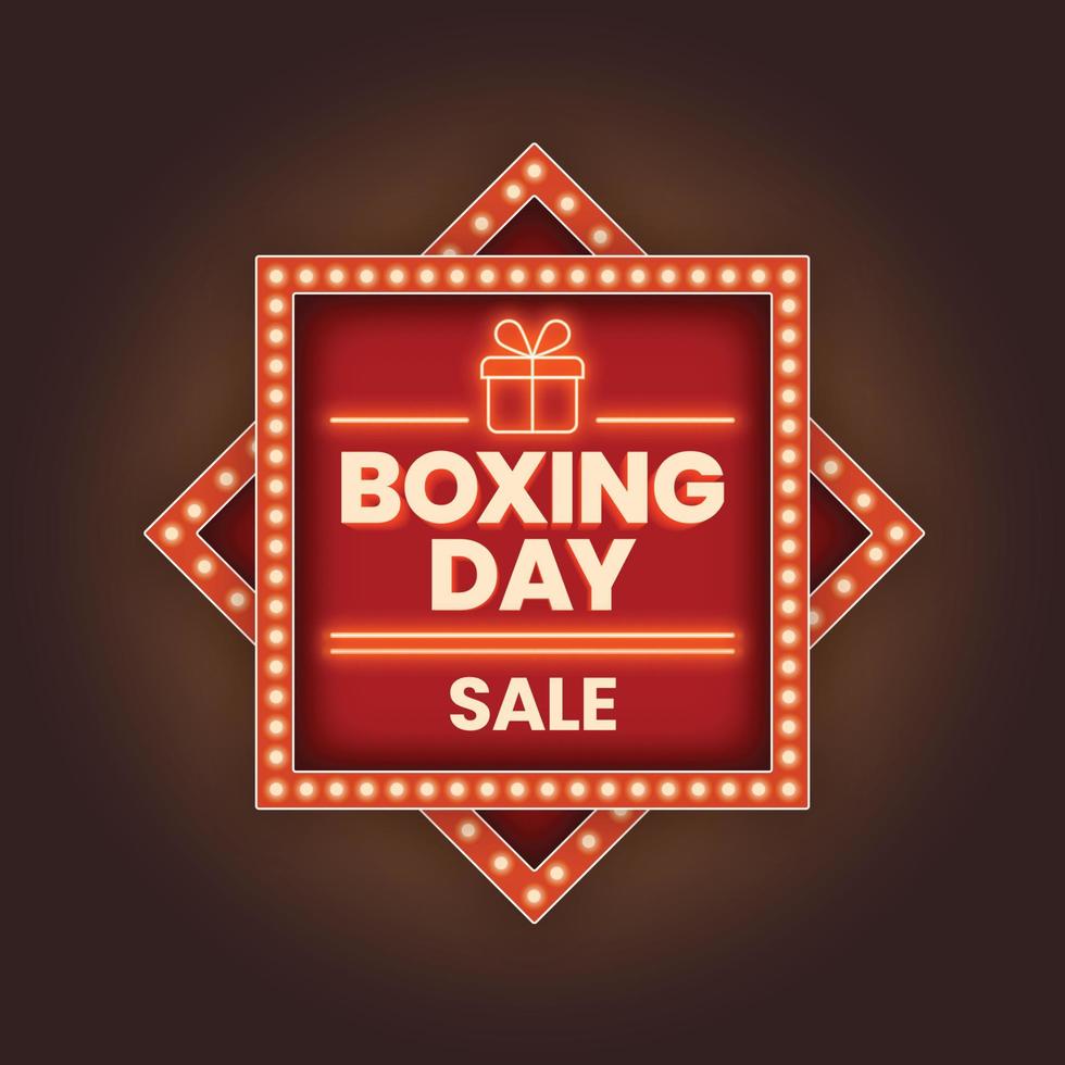 Boxing day sale banner with light board effect for advertising or social media post design template vector
