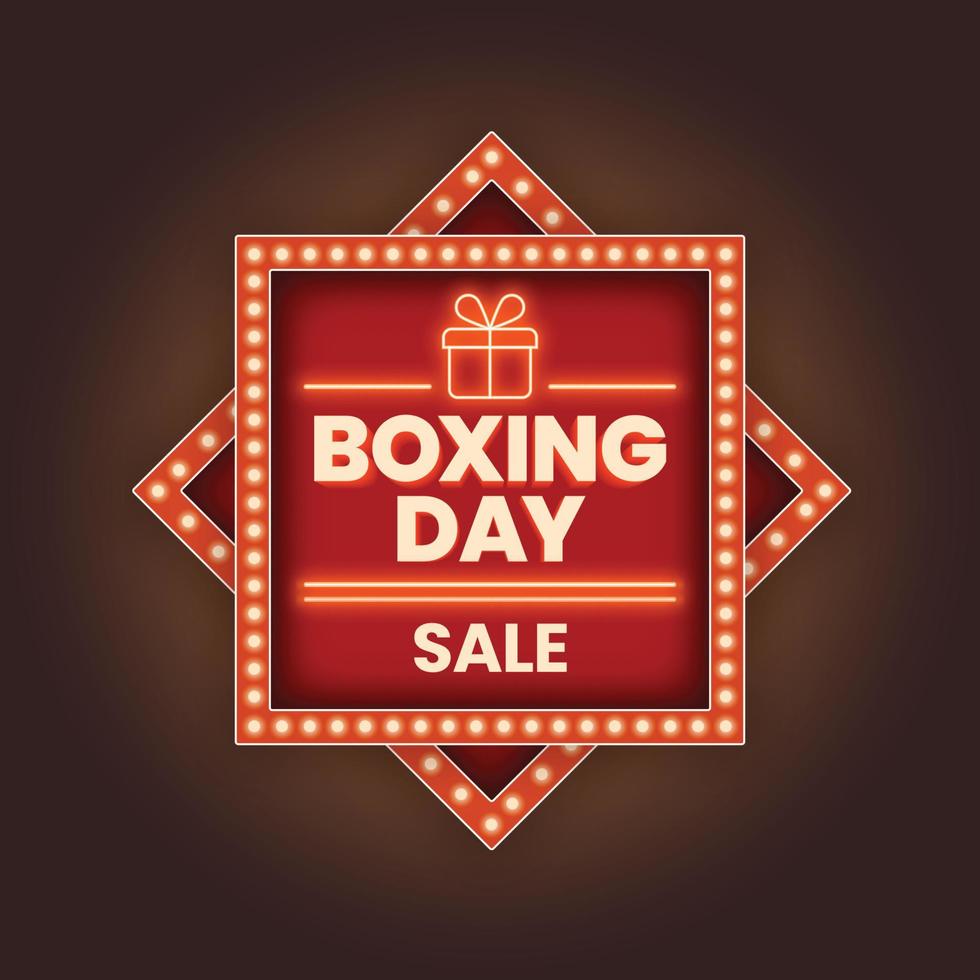 Boxing day sale banner with light board effect for advertising or social media post design template vector