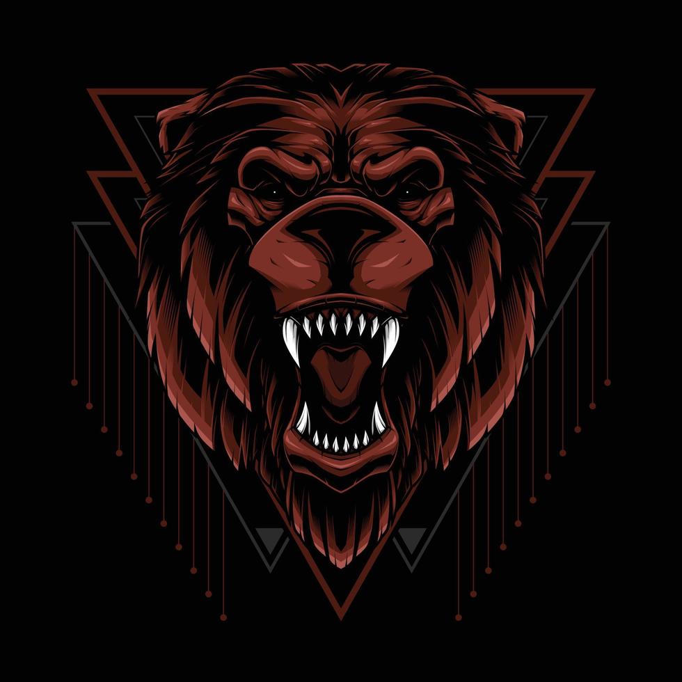 Grizzly Bear with Geometry Background vector