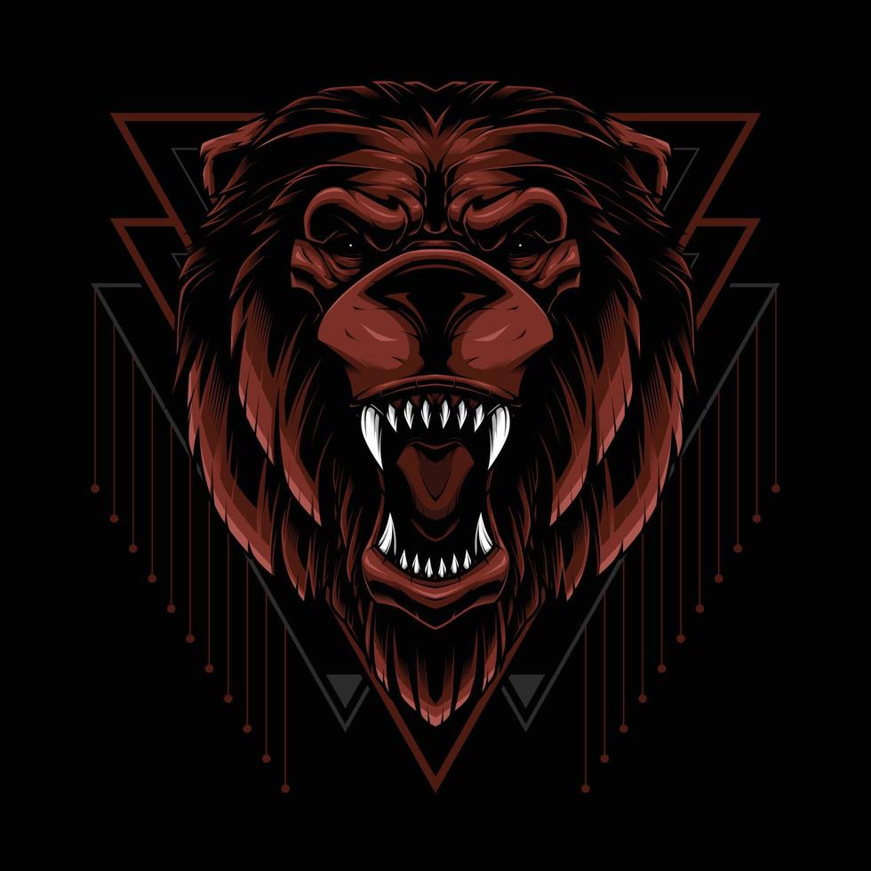 Grizzly Bear with Geometry Background vector