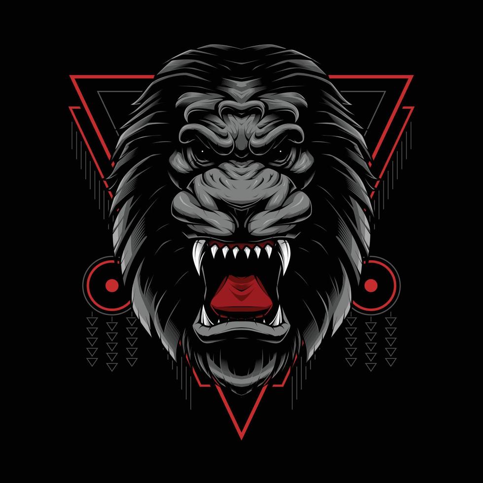 Lion Head with Geometry Background Vector Illustration Design