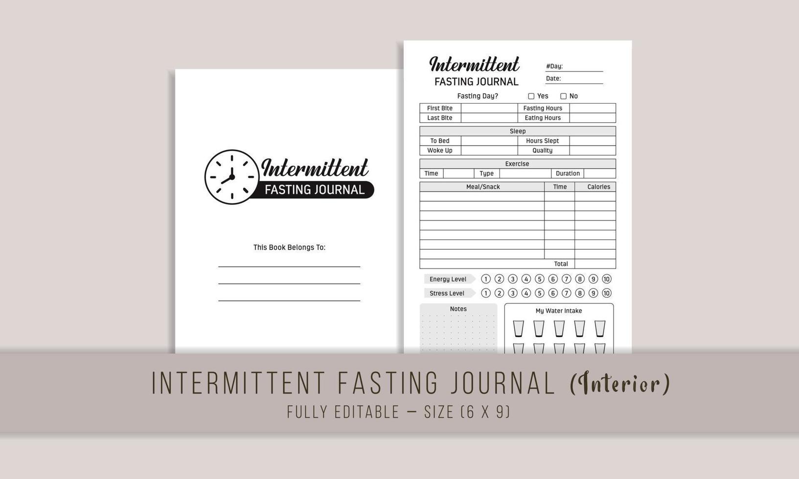 Intermittent Fasting Journal Interior Template vector