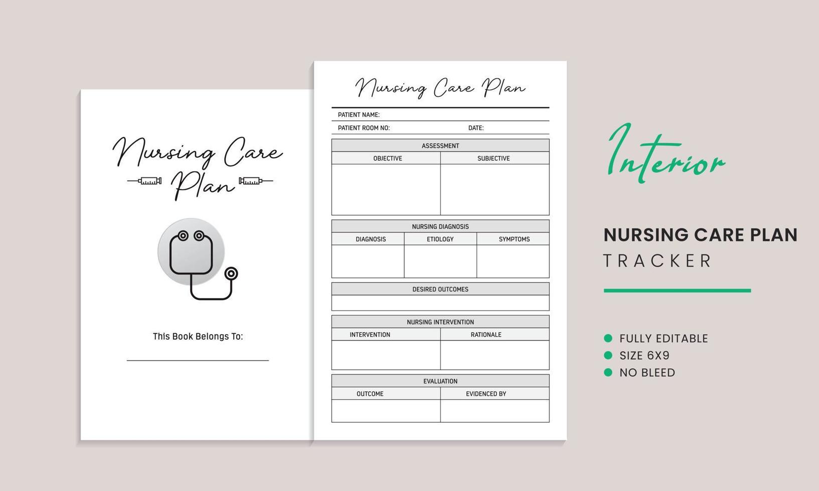 Nursing Care Plan Interior Template Design vector