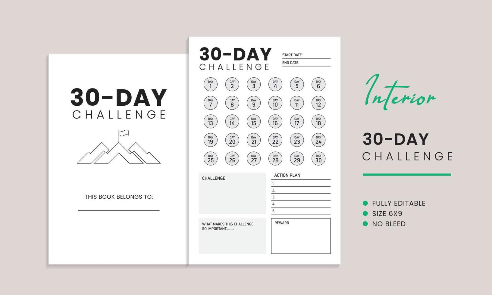 30 Day Challenge Tracker Interior Template 15575457 Vector Art at Vecteezy