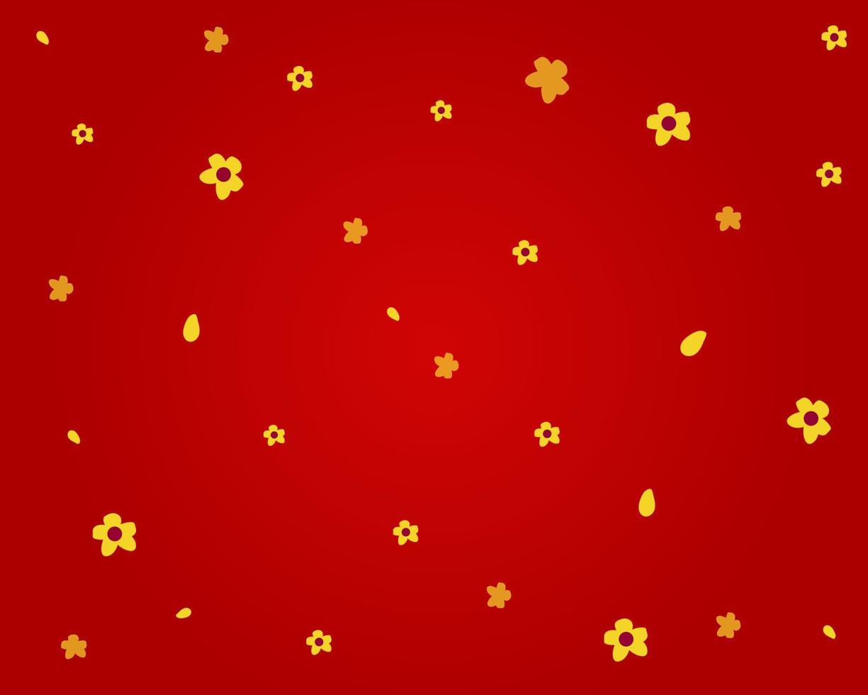 Happy Chinese New Year concept red and yellow flowers background for your design. vector