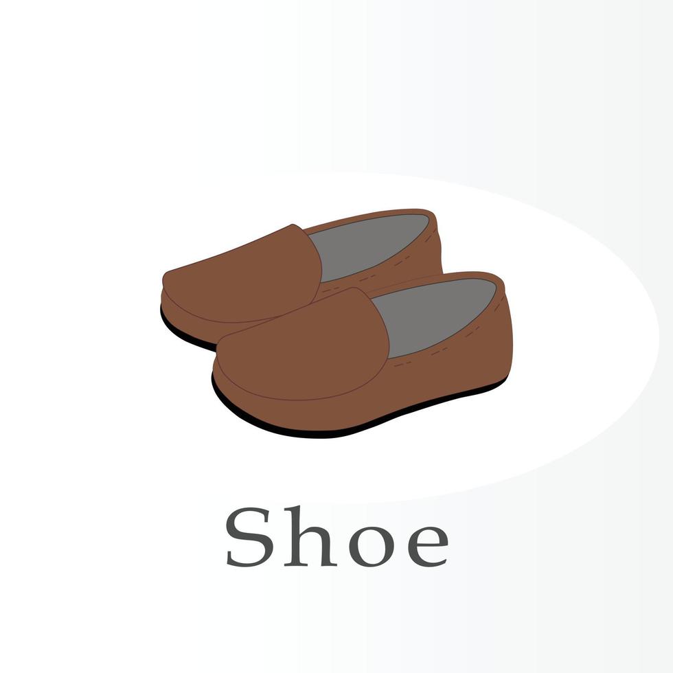 pair of brown shoes simple flat vector illustration