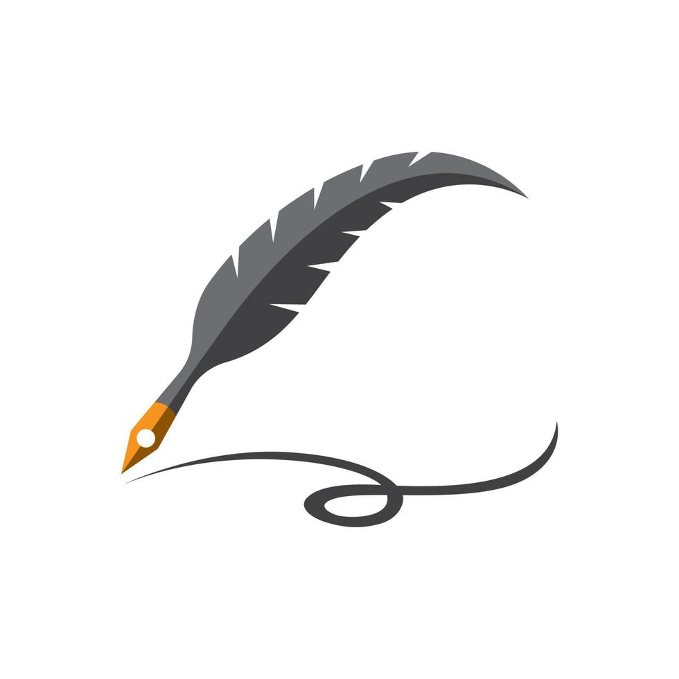 Feather pen Logo template Vector illustration