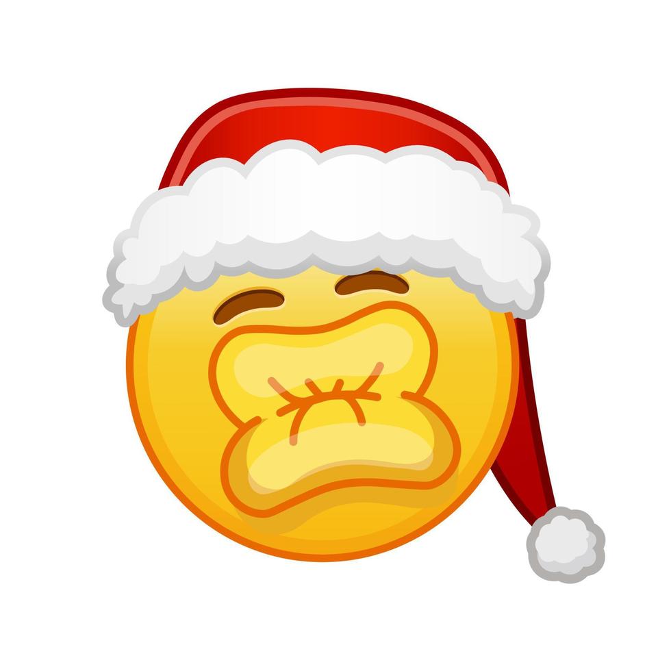 Christmas kissing face with laughing eyes Large size of yellow emoji smile vector