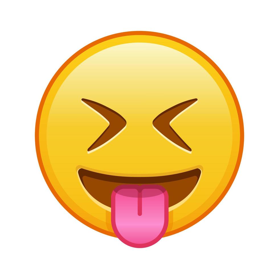 cara con lengua protuberante y ojos bien cerrados gran tamaño de emoji amarillo sonrisa vector