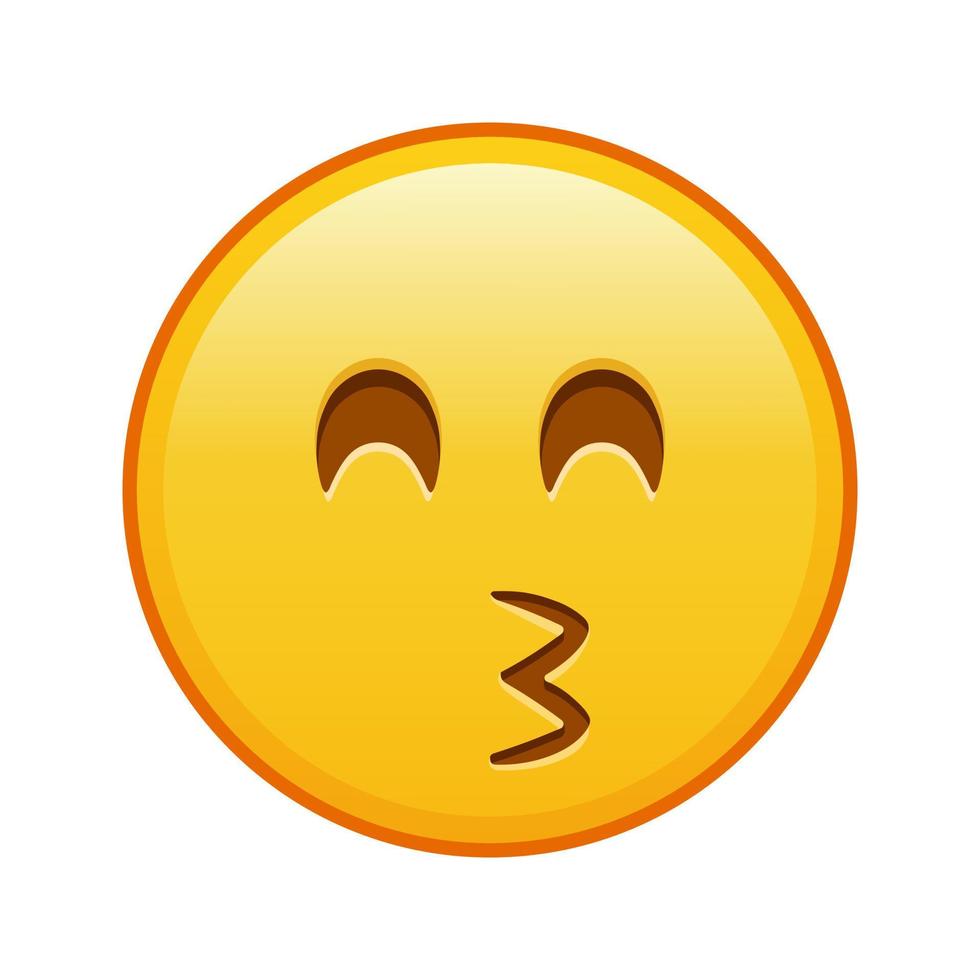 Kissing face with laughing eyes Large size of yellow emoji smile vector