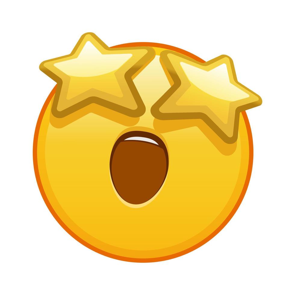 una cara sonriente con ojos estrellados de gran tamaño de emoji amarillo sonrisa vector