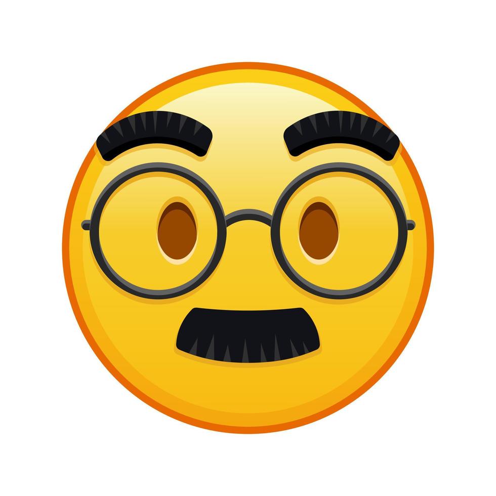 Face with glasses and mustache Large size of yellow emoji smile vector