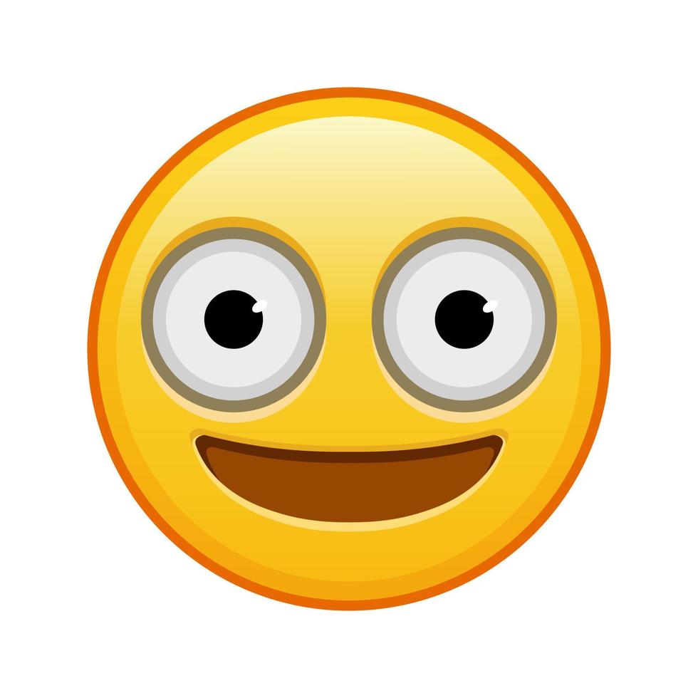 cara con ojos grandes gran tamaño de emoji amarillo sonrisa vector