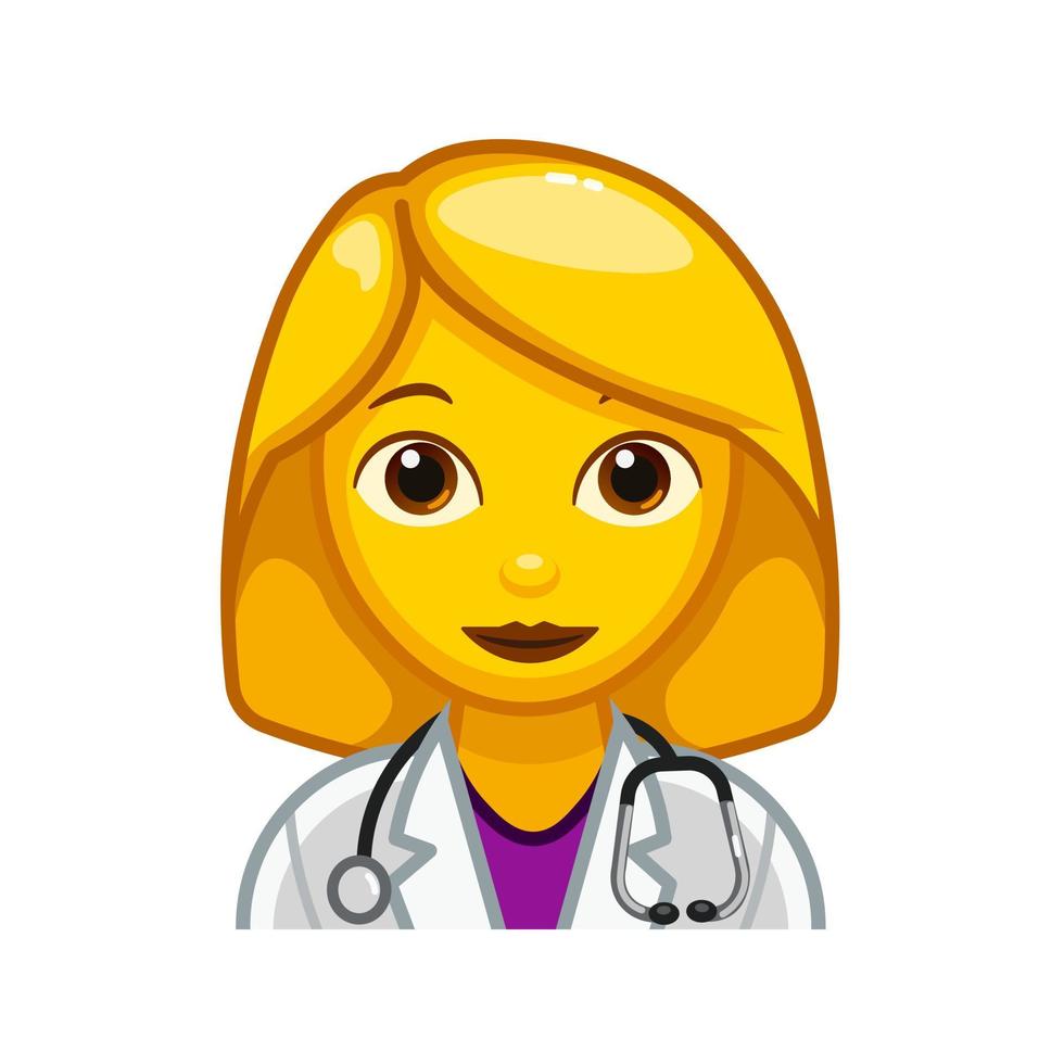 Female doctor or nurse Large size of yellow emoji face vector