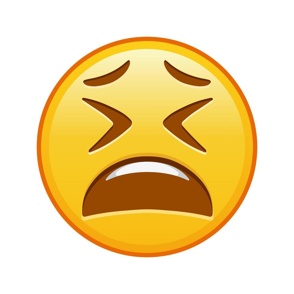 Tired face Large size of yellow emoji smile vector