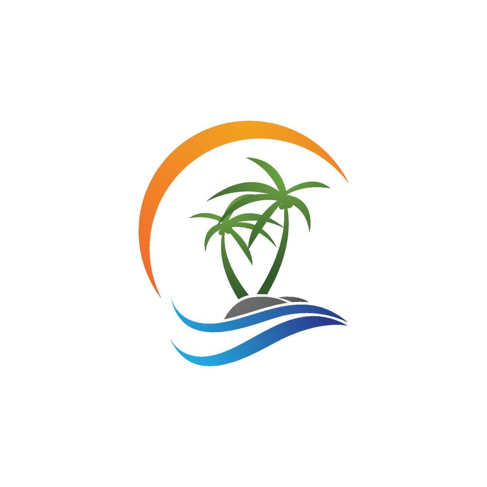 Palm tree summer logo template vector