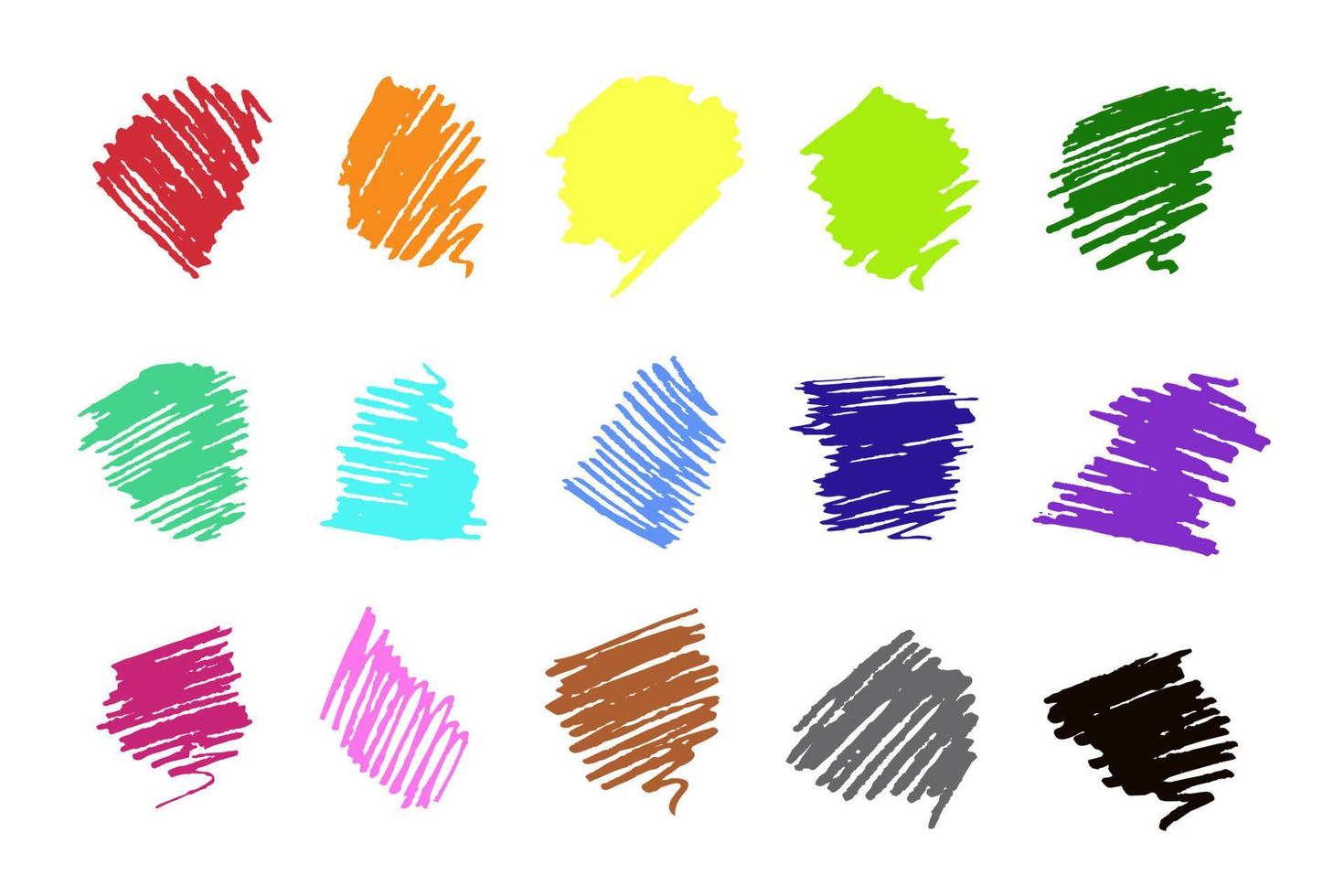 varios trazos de fondo hechos con rotuladores. indicación abstracta, garabatos de prueba de pluma. escotillas simples aisladas sobre fondo blanco. clipart vector