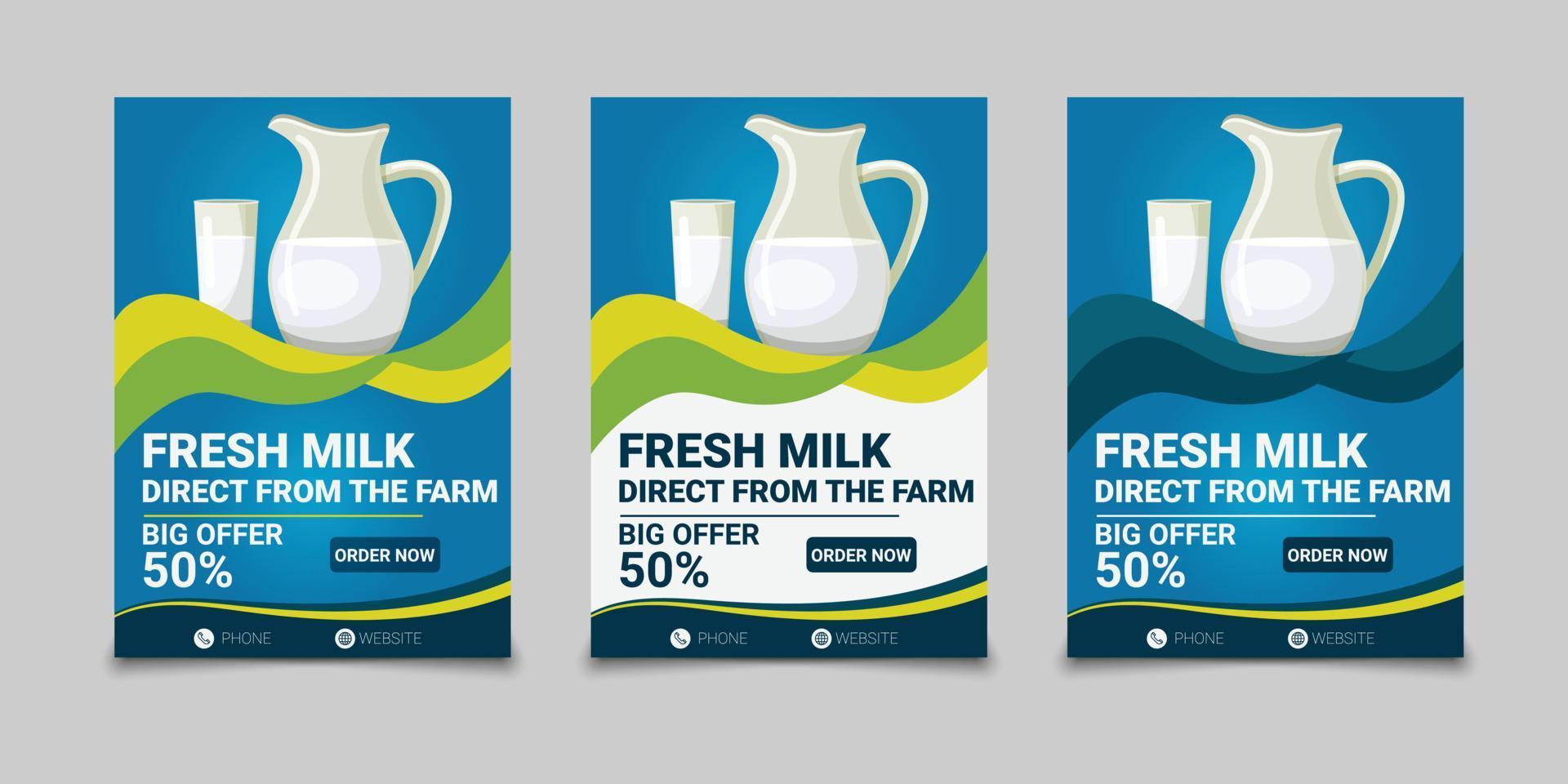 Farm Fresh Milk Flyer Template vector