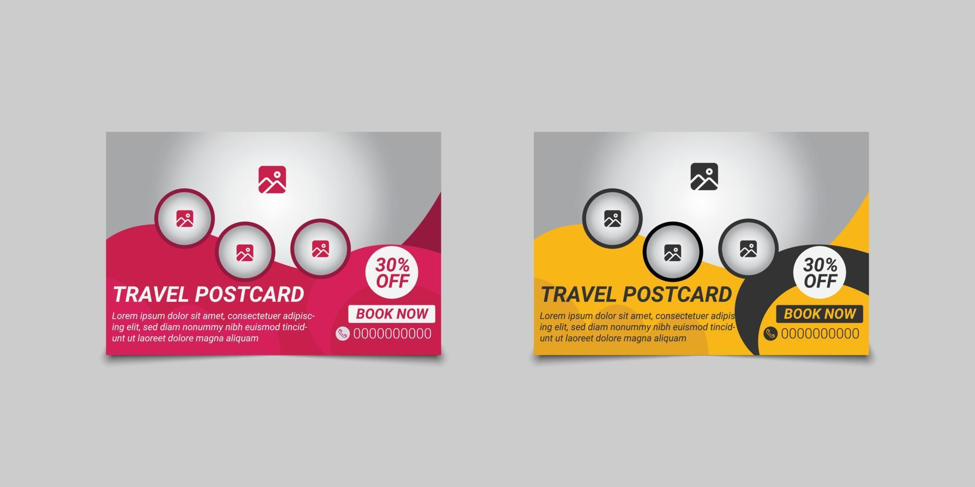 Travel Postcard Design Template. Easy and Editable file. vector