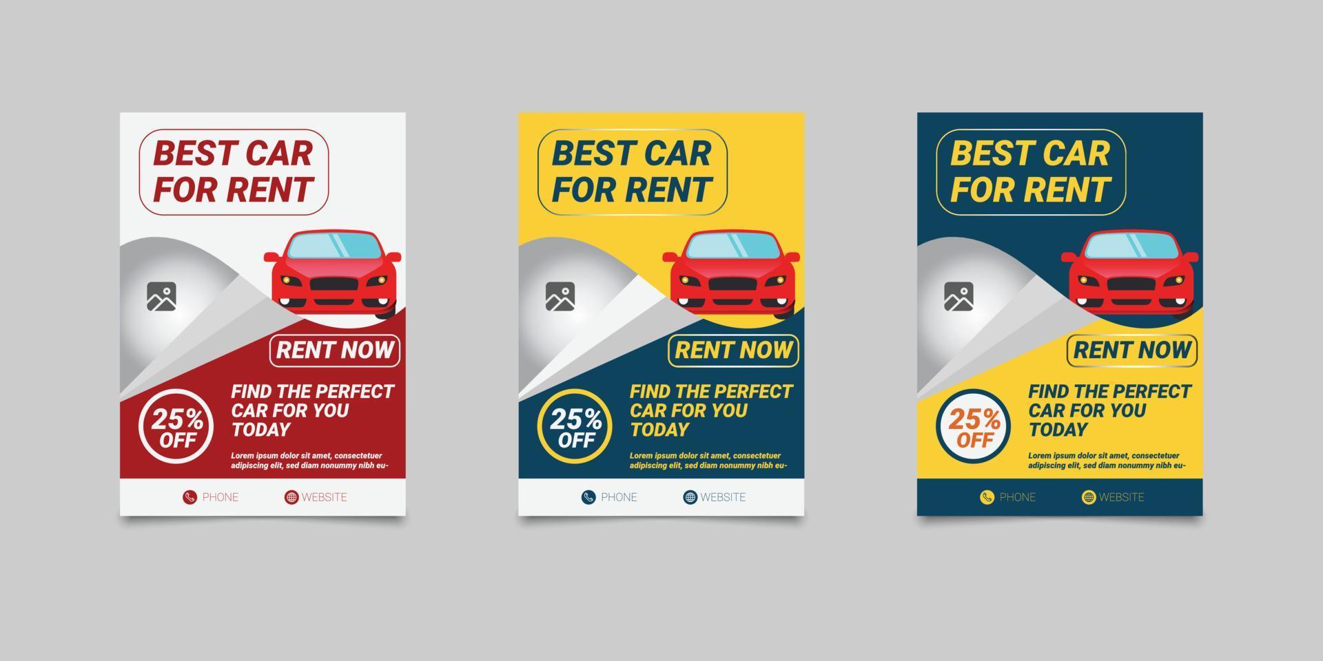 Car rental flyer design.Flat design vector illustration with a photo collage. Fully editable