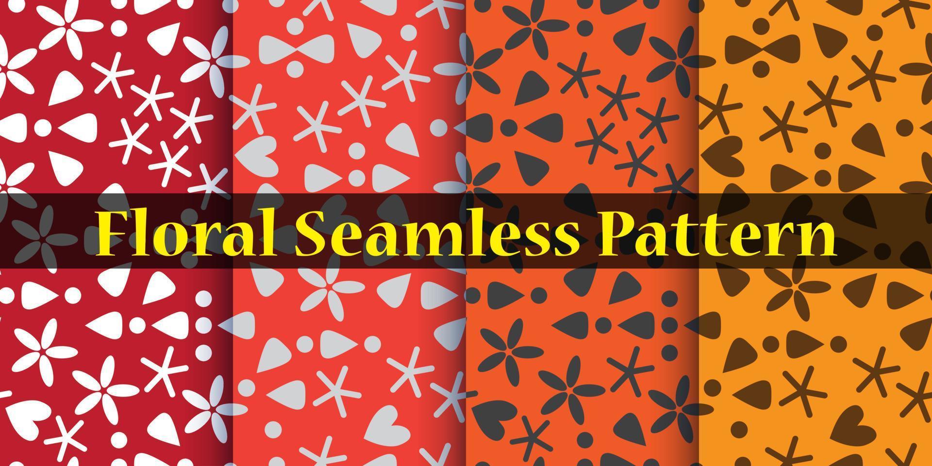 Various Floral shapes and others objects elements abstract trendy seamless vector pattern. Design use for Background, wallpaper, fabric and others.