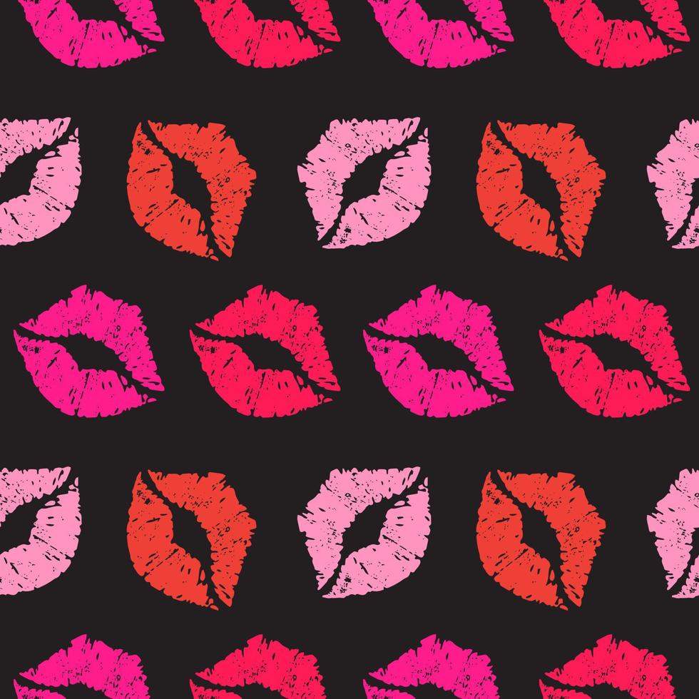 Colorful lipstick kiss Seamless Vector pattern for background, fabric, textile, wrapping paper and others.