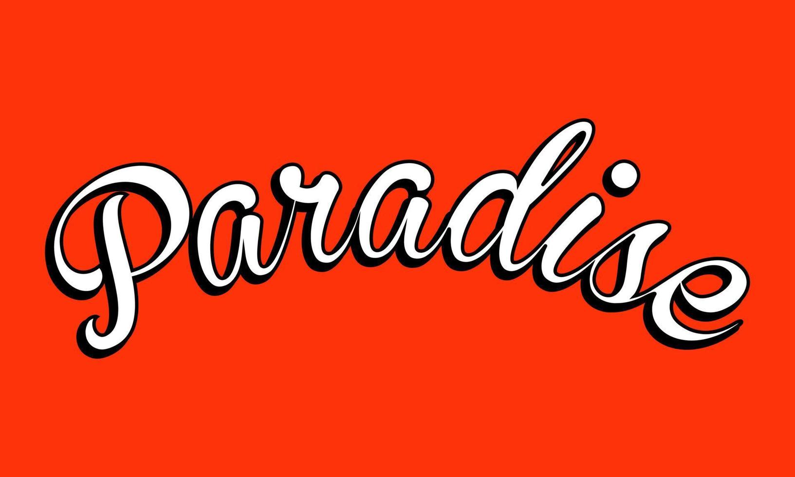 Paradise typography text effect lettering vector illustration design isolated on red background