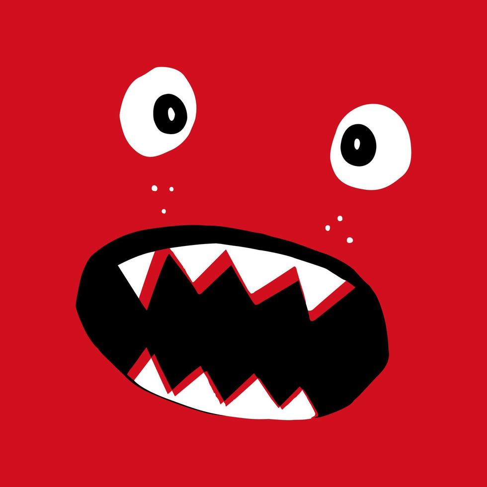 Cartoon mouth and eye flat style vector illustration design isolated on red background