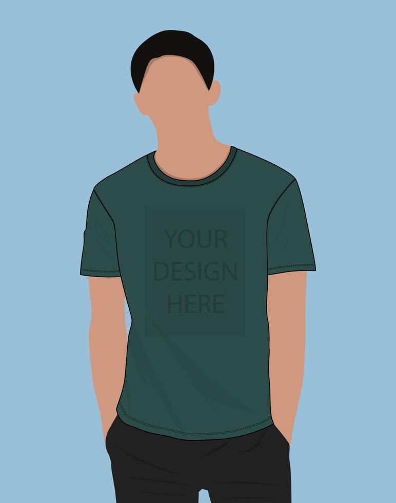 plantilla de maqueta de ilustración vectorial de camiseta de manga corta para hombres y niños vector