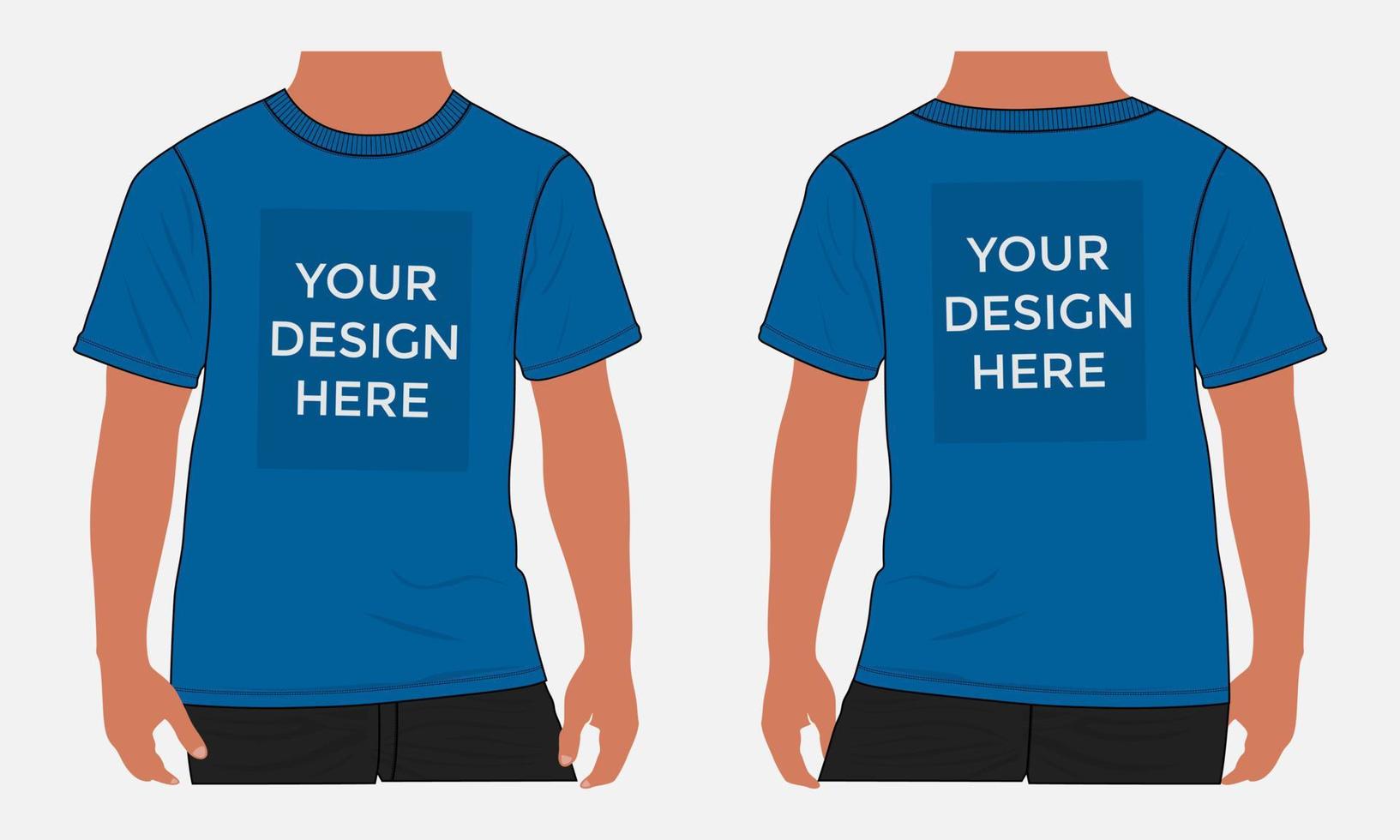 Short sleeve t shirt vector illustration mock up template For Men's and boys.