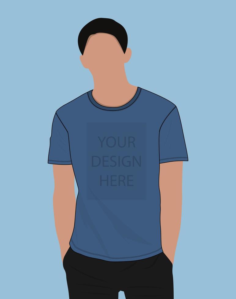 Short sleeve t shirt vector illustration mock up template For Men's and boys