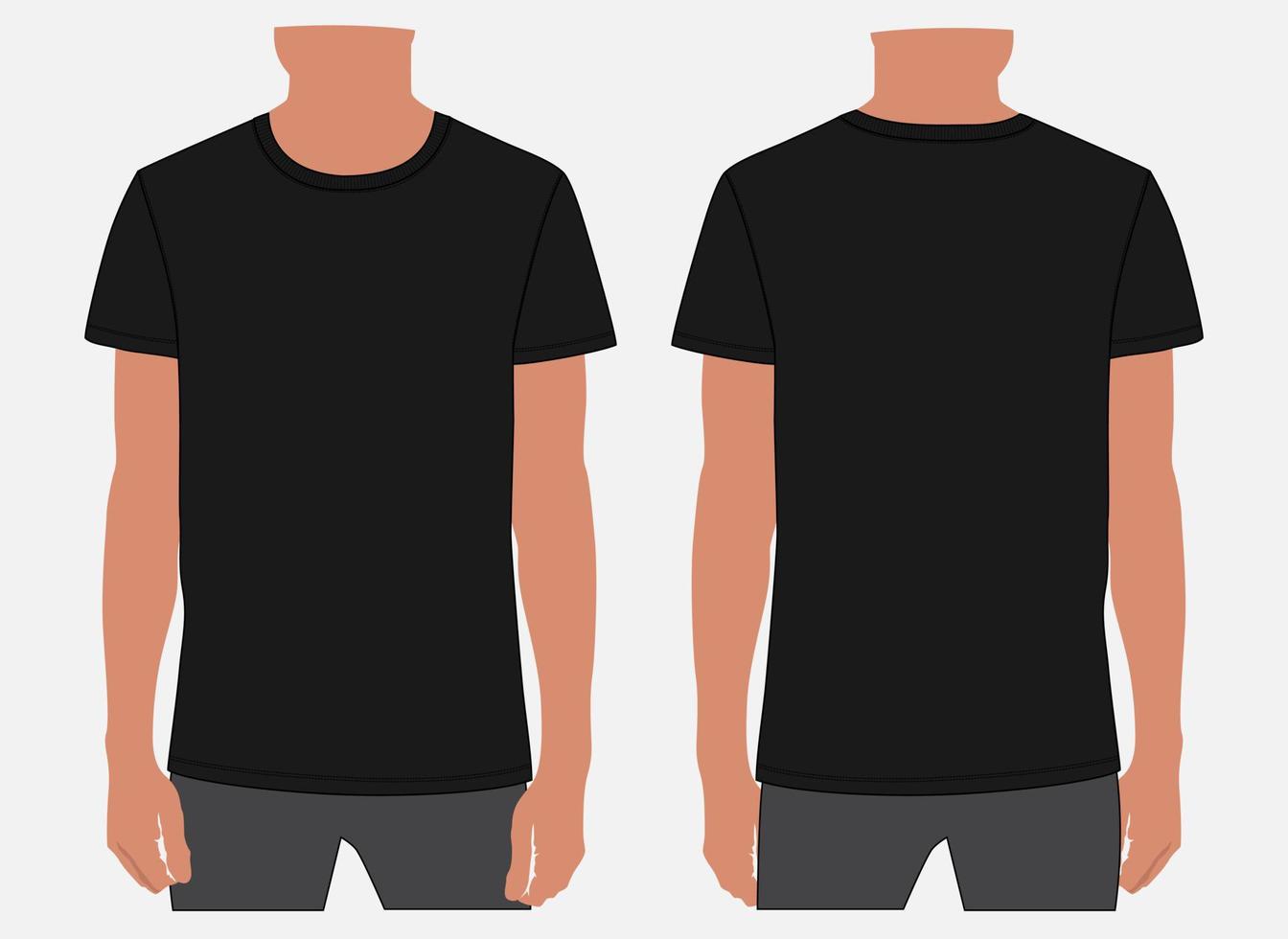 Short sleeve t shirt vector illustration mock up template For Men's and boys.