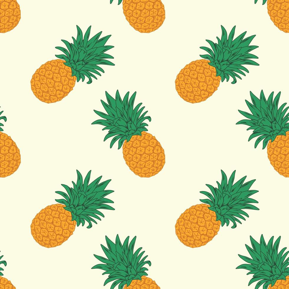 Pineapple fruits seamless vector pattern background. Design for use backdrop all over textile fabric print wrapping paper and others.