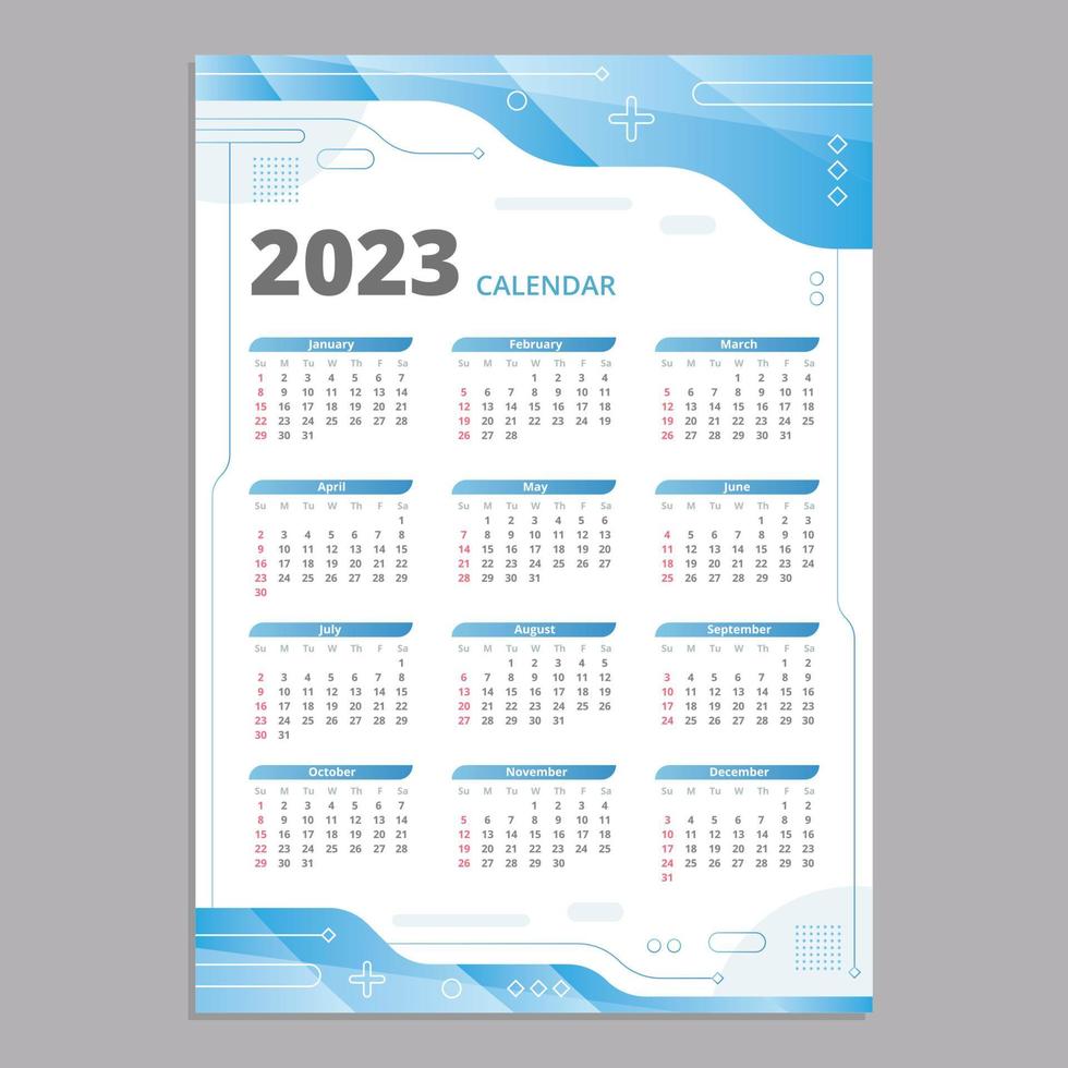 elegante plantilla de calendario corporativo 2023 vector