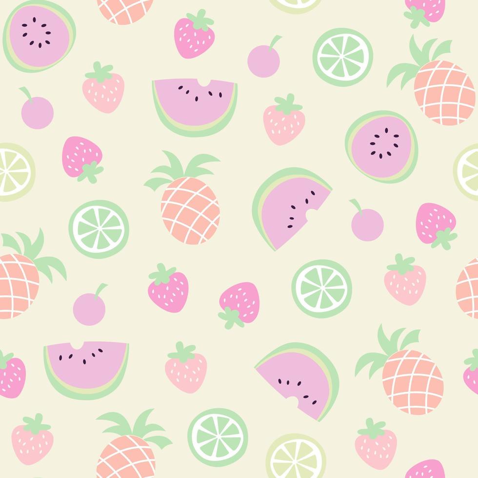 Slice Various kinds of fruits seamless vector pattern. Design for use backdrop all over textile fabric print wrapping paper and others.