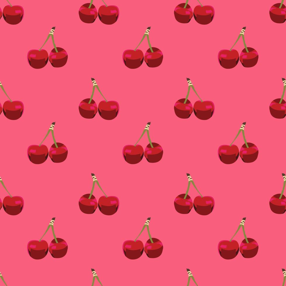 Cherry fruits seamless vector pattern background. Design for use