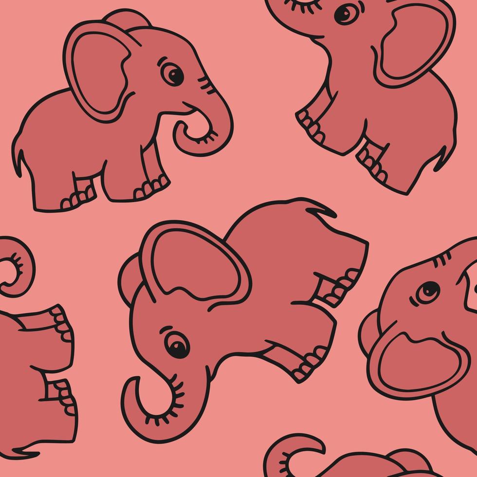 diseño de fondo de patrón de ilustración de vector transparente de elefante de dibujos animados lindo para uso textil en todo el papel de envoltura de impresión de tela y otros.