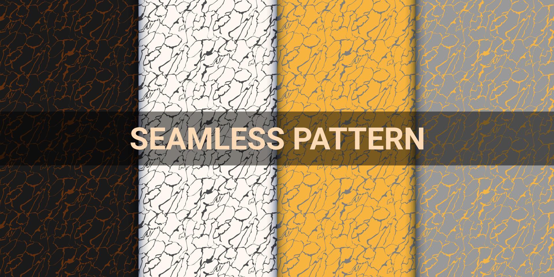 Abstract cracks texture effect seamless pattern.Design for use background, textile, fabric, wrapping paper and others. Vector art illustration isolated on black, yellow, grey, off white backdrop.