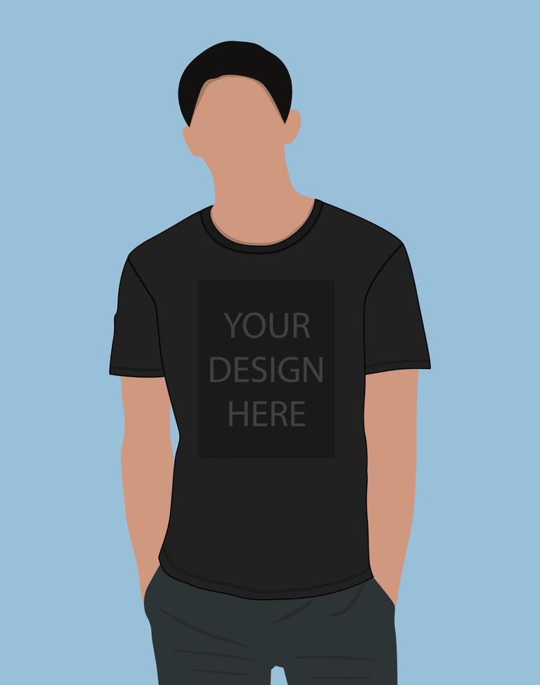 Short sleeve t shirt vector illustration mock up template For Men's and boys