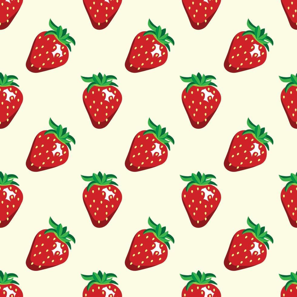 Patrón de vector transparente de frutas de fresa. diseño para uso de fondo, textil, tela, papel de envolver y otros aislados sobre fondo blanco.