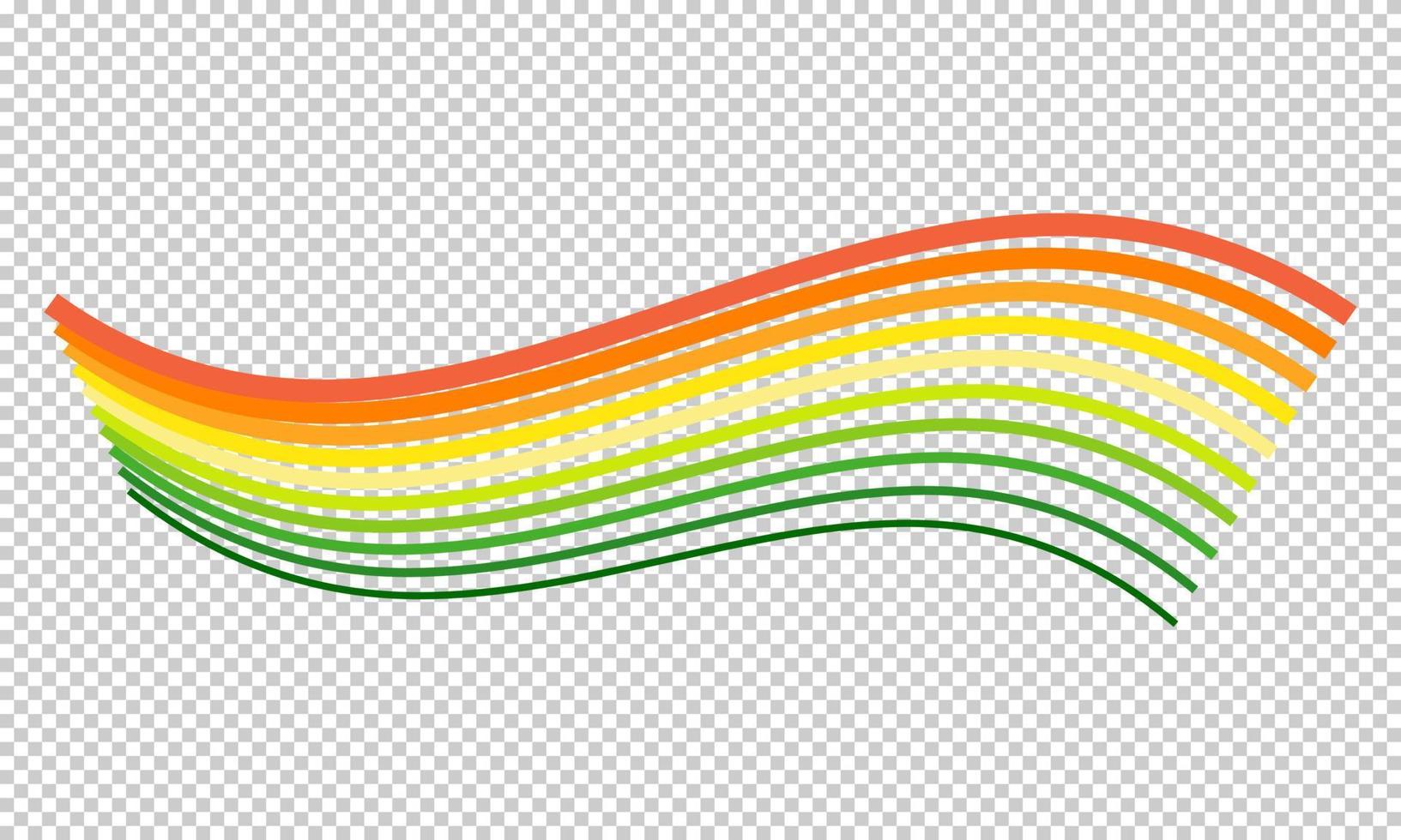 Colorful Rainbow wave shape on Transparent background. Vector art illustration