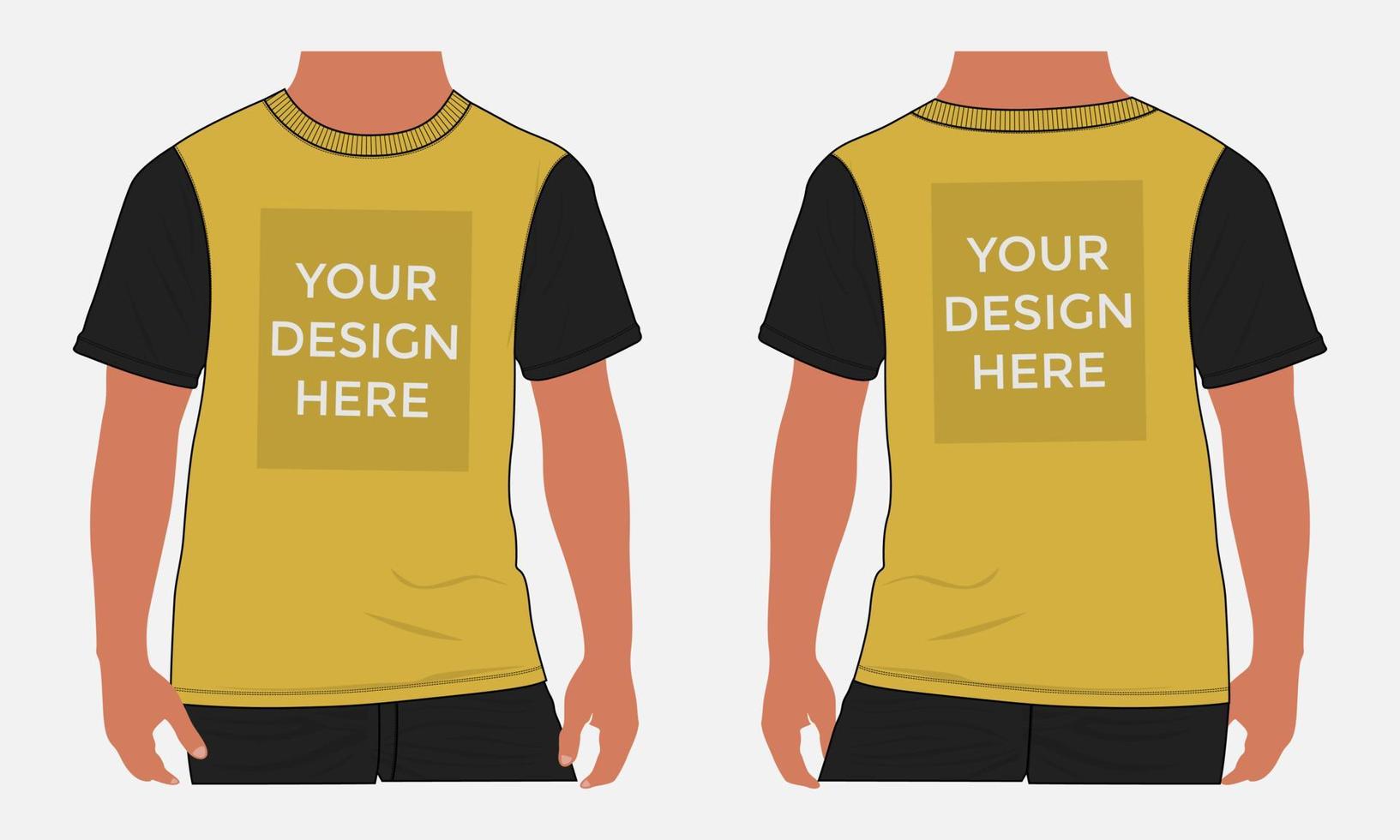 Short sleeve t shirt vector illustration mock up template For Men's and boys.