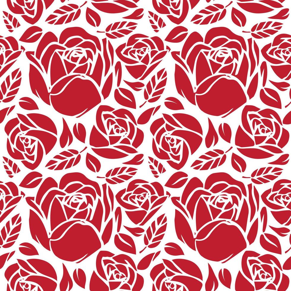 rosa roja floral sin fisuras vector ilustración patrón de fondo. diseño para usar en todo el fondo de papel de envoltura de impresión de tela textil y otros. diseño gráfico de flores de primavera