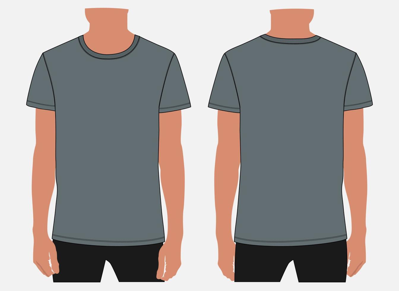 plantilla de maqueta de ilustración vectorial de camiseta de manga corta para hombres y niños. vector