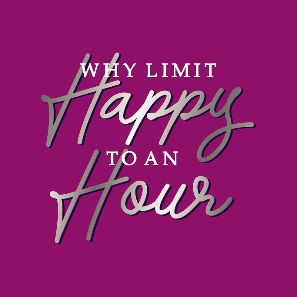 Happy hour typography t shirt design ready to print isolated on pink background vector